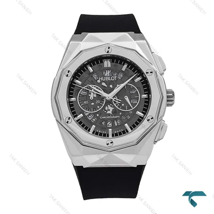 ساعت هابلوت مردانه چندضلعی نقره ای صفحه اسکلتون Hublot-6790-G
