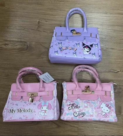 کیف کرومی و لبوبو چرمی دخترانه طرح هرمس - وارداتی برند SANRIO