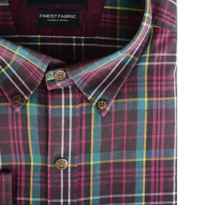 پیراهن مردانه رسمی چهارخونه سبز و زرشکی