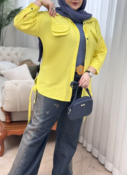 مانتو لینن بغل بندی 3084