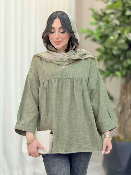 مانتو جلو بسته چین‌دار