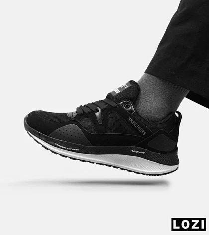 کفش کتانی طبی زنانه و مردانه مشکی سفید SKECHERS archfit v02