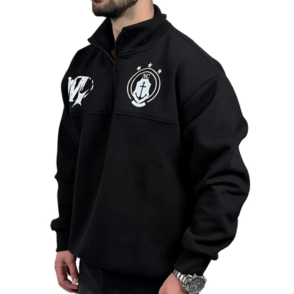 دورس مردانه یقه نیم زیپ مشکی طرح NC