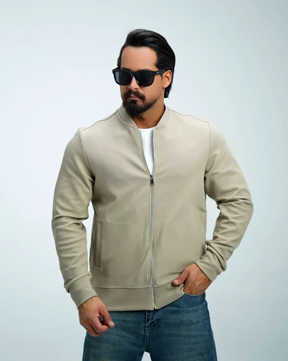 سویشرت تمام زیپ کتان کج‌راه مردانه
