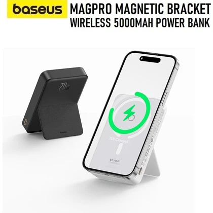 پاوربانک مغناطیسی باسئوس MagPro Magnetic Bracket ظرفیت 5000 میلی‌آمپر ساعت با پایه نگهدارنده
