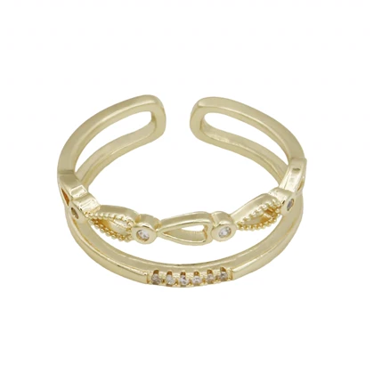 انگشتر زنانه دو لاین طرح اشک نگین‌دار