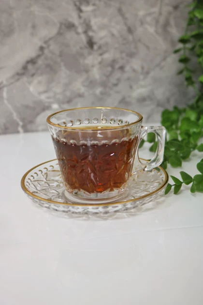 ست فنجان و نعلبکی چای خوری لبه طلایی