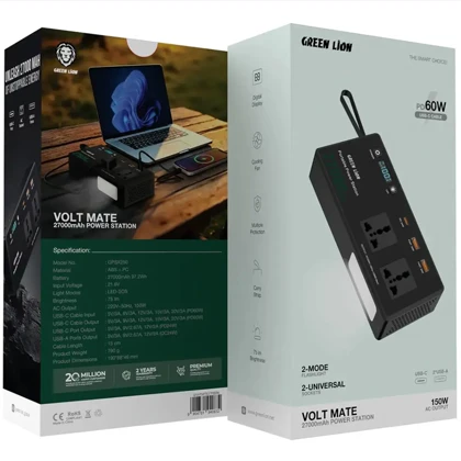 پاور بانک و پاور استیشن گرین لاین مدل GNVTMTE27PBBK ظرفیت 27000 میلی آمپر ساعت
