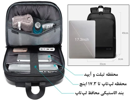 کیف کوله پشتی لپ تاپ 17اینچی اورجینال بنج BANGE 77115D