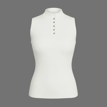 تاپ بافت زنانه مدل نگین‌دار سفید