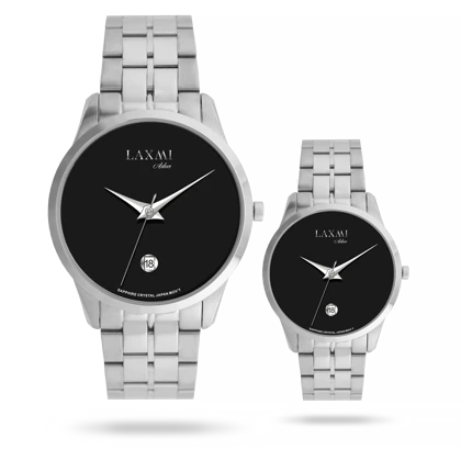 ساعت مچی ست لاکسمی بند استیل نقره ای کد Laxmi 8572/8