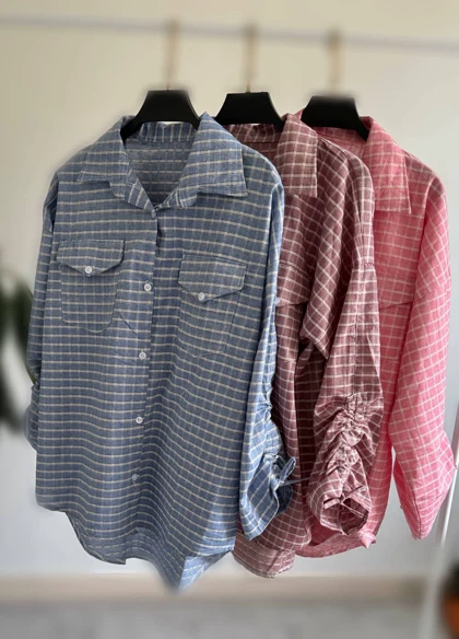 مانتو لینن چهارخانه