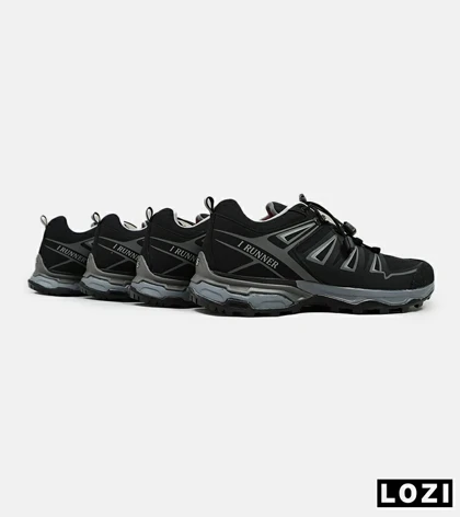 کفش کتانی بزرگ پا مشکی طوسی I-Runner