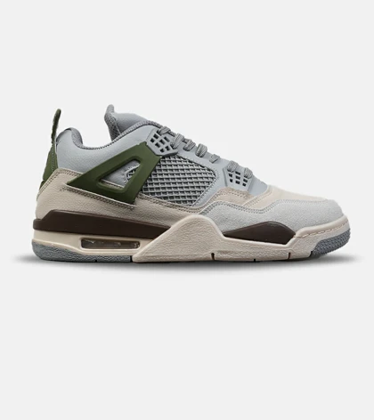 کتانی ساق‌دار بزرگ پا کرم طوسی سبز Nike air jordan 4 مدل 8930