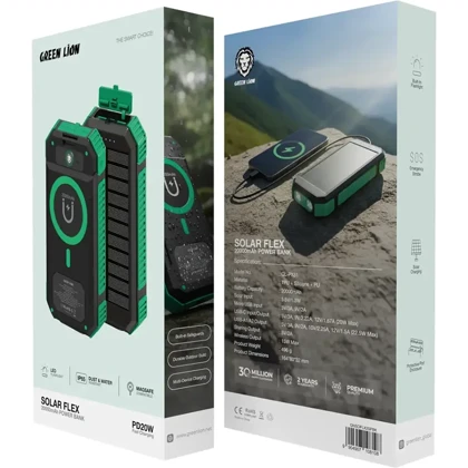 پاور بانک 20000 وایرلس خورشیدی گرین لاین Green Lion مدل GL-PX81 با چراغ قوه