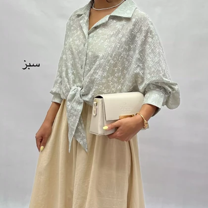 شومیز زنانه کراپ شیشه ای گل 002911247926
