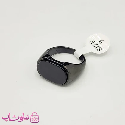 انگشتر مردانه استیل مشکی با سنگ بیضی کیفیت مستر کد 750