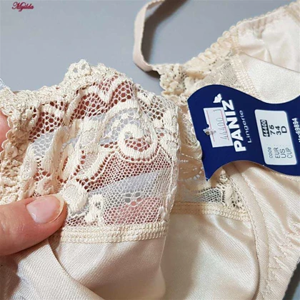 سوتین زنانه فنردار گیپور کرم برند پانیذ کد 44400