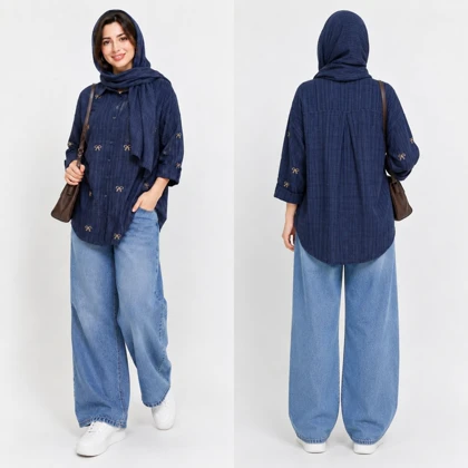 شومیز زنانه گلدوزی پاپیون