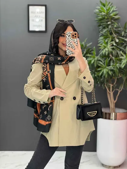 مانتو لینن دودکمه مدل آیریس