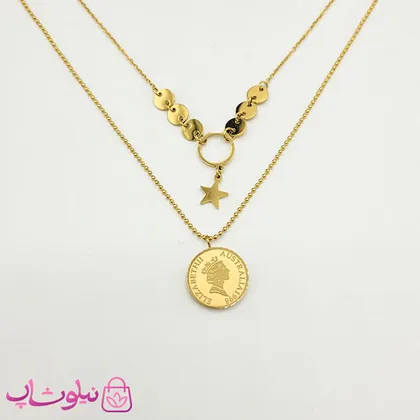 گردنبند زنانه استیل دو ردیفه طرح الیزابت