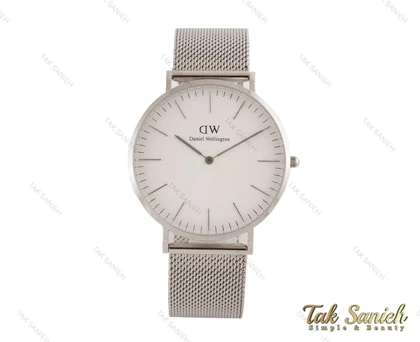 ساعت دنیل ولینگتون مردانه بندحصیری نقره ای صفحه سفید DW-3879-G