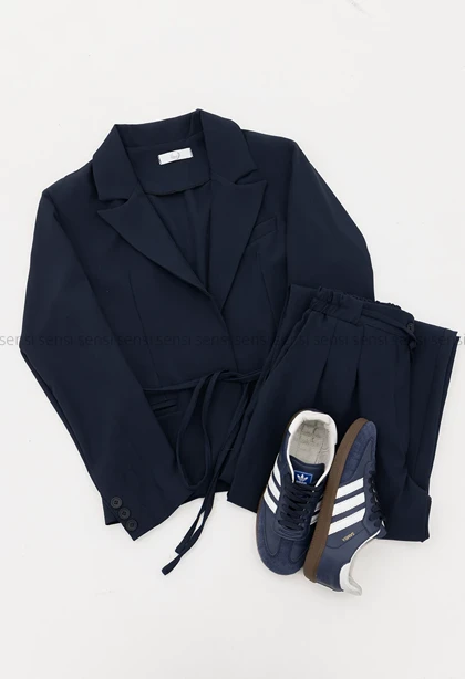 ست کت شلوار کرپ کمر بندی کد1005279