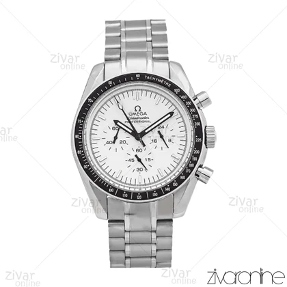 ساعت امگا اسپیدمستر مردانه سه موتوره استیل صفحه سفید 106803