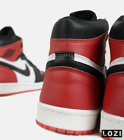 کفش کتانی مردانه و زنانه ساق‌دار مشکی قرمز سفید NIKE jordan 1