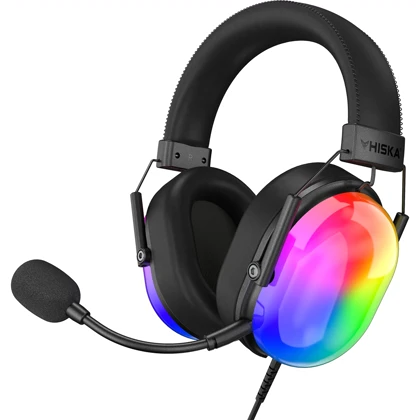 هدفون و هدست گیمینگ سیمی هیسکا Hiska مدل GHR-07 با نور RGB