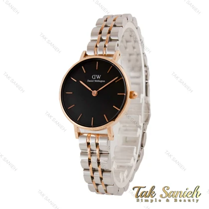 ساعت دنیل ولینگتون زنانه رزگلد سیلور صفحه مشکی اسمال DW-4421-28-L