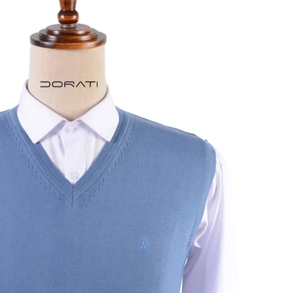 ژیله بافت مردانه یقه هفت آبی آسمانی