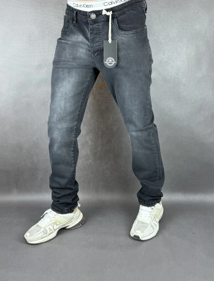 شلوار اسلیم فیت مردانه ذغالی ساده 128