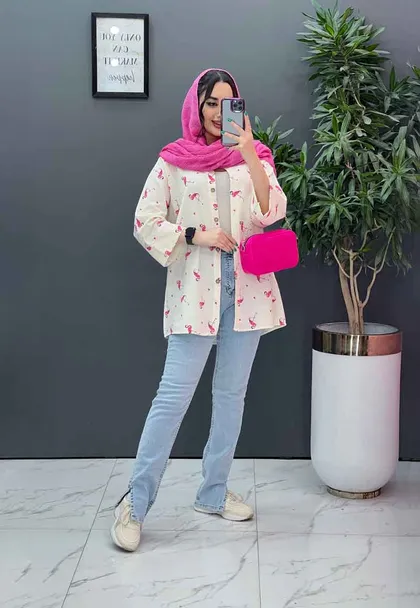 مانتوشومیزی طرحدار جلو دکمه