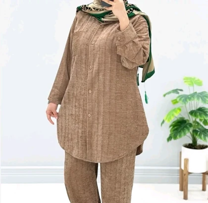 ست مانتو و شلوار زنانه مخمل پاییزی