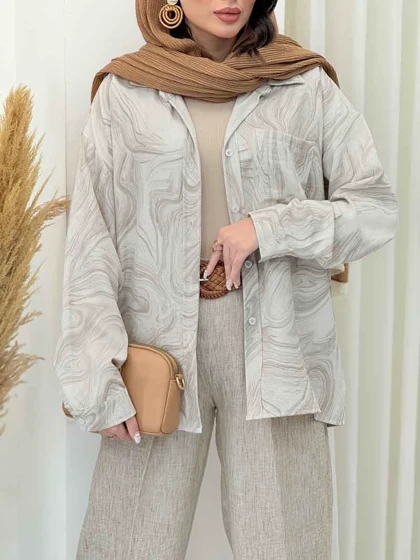 شومیز آبرنگی تک جیب
