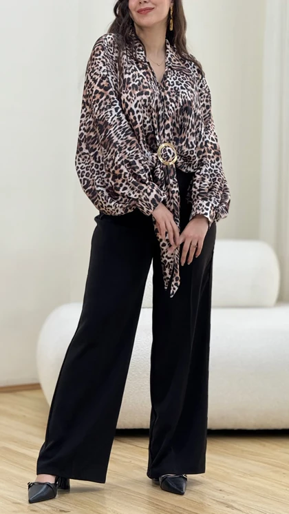 شومیز گره‌ای پلنگی