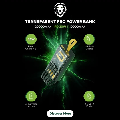 پاور بانک 20000 گرین لاین Green Lion مدل GNTRAPB20KBK توان 20 وات