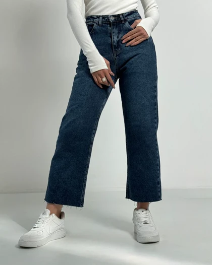 شلوار پایین کات آبی کد 1000196