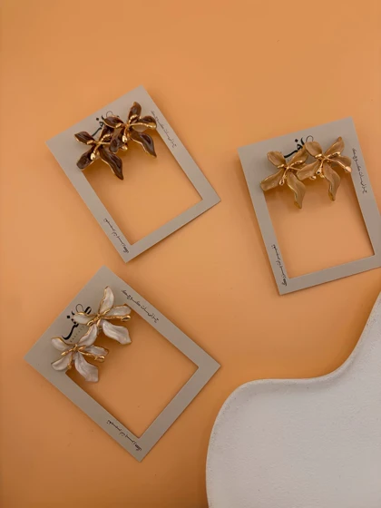 گوشواره گل میناکاری دفرمه