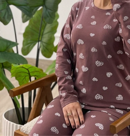 ست تیشرت و شلوار قلب پلنگی زنانه