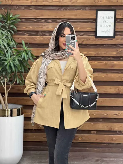 مانتو نازلی آستین پفی چهار جیب