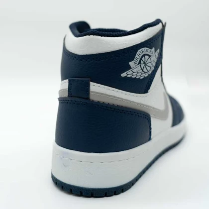 کتانی جردن 1 ساق‌دار سرمه ای سفید کد 6696