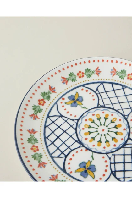 بشقاب کیک English Home مدل Harmony Talavera - سفید - سرمه‌ای