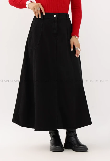 دامن بلند کتان کد1004490