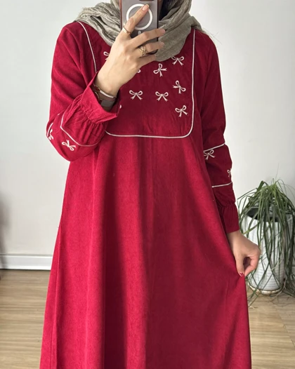 کفتان مخمل کبریتی روبان