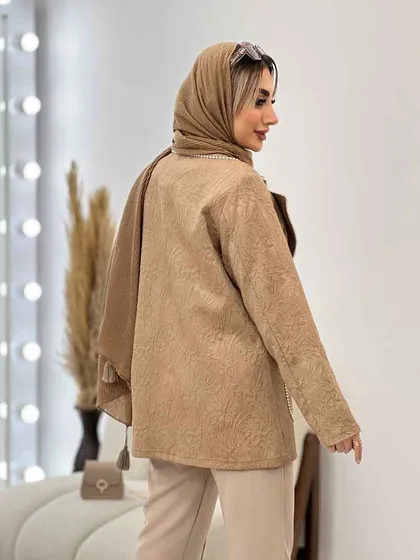 مانتو ژاکارد دو جیب مروارید