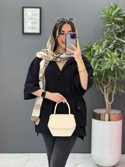 مانتو کمرگت دکمه مخفی