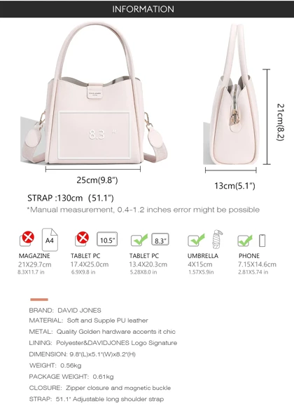 کیف دستی مدل David Jones CM7425