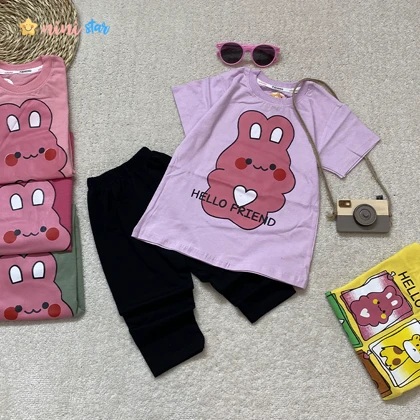 تیشرت ساپورت دخترانه HELLO FRIEND پنبه 1 تا 4 سال